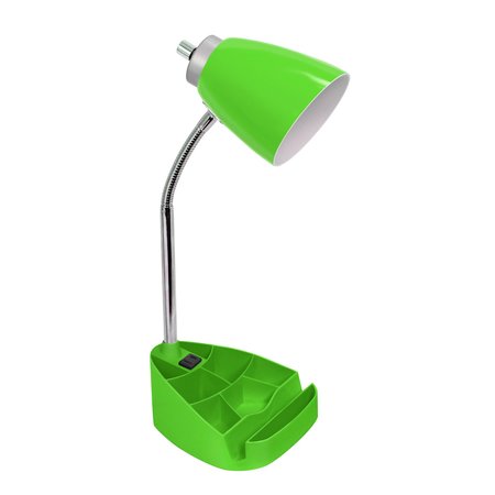 LIMELIGHTS Gooseneck Organizer Desk Lamp with Holder and Charging Outlet, Green LD1057-GRN